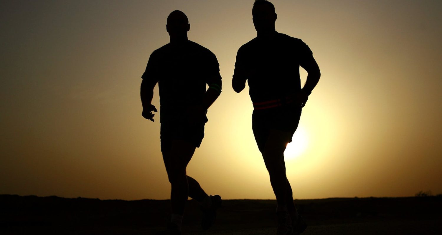sunset men sunrise jogging